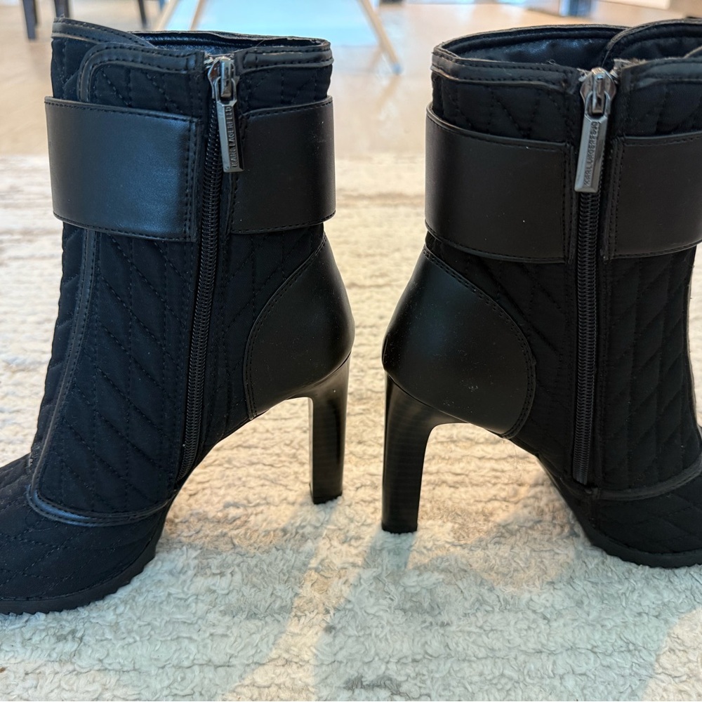 Karl Lagerfeld Black Quilted Heeled Boots - Picture 4 of 9